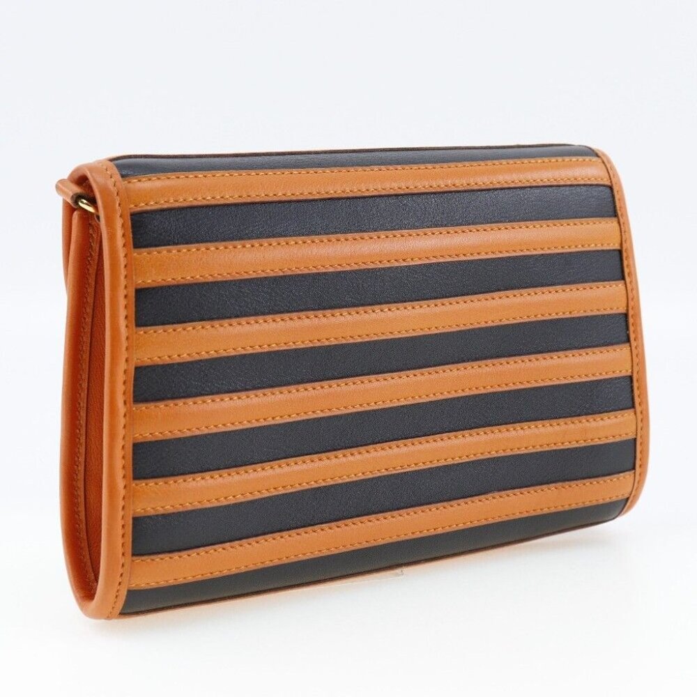 HERMES Shoulder Bag Orange / black leather Women - Picture 3 of 11
